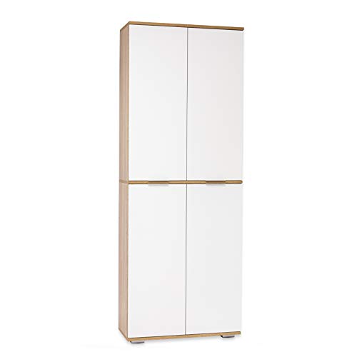 Aktenschrank Büromöbel Ordnerschrank 80,2 cm x 214,7 cm x 35 cm Bücherschrank Hoch Mehrzweckschrank Sonoma Eiche Weiß Büro Schrank Allzweckschrank Holz Für Aktenordner von mutatio