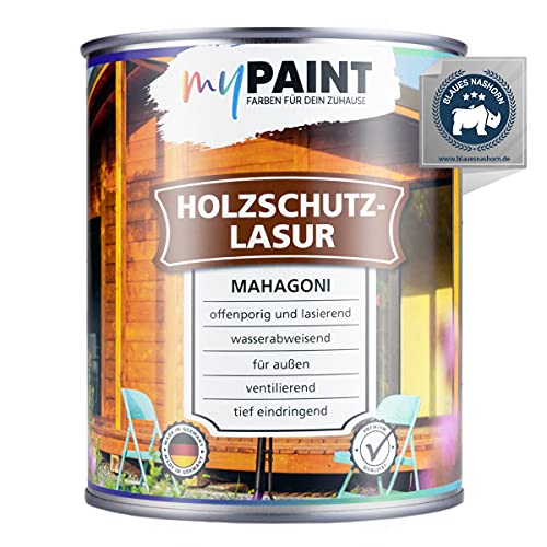 myPAINT® Holzschutzlasur (2,5L, Mahagoni) seidenglänzende Holzlasur Außen- Holz Grundierung - Holz Lasur - Holzlasur Aussen - Made in Germany von myPAINT FARBEN FÜR DEIN ZUHAUSE