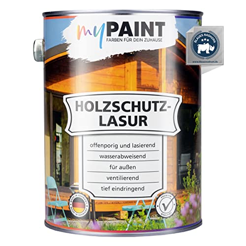 myPAINT® Holzschutzlasur (2,5L, Nussbaum) seidenglänzende Holzlasur Außen- Holz Grundierung - Holz Lasur - Holzlasur Aussen - Made in Germany von myPAINT FARBEN FÜR DEIN ZUHAUSE