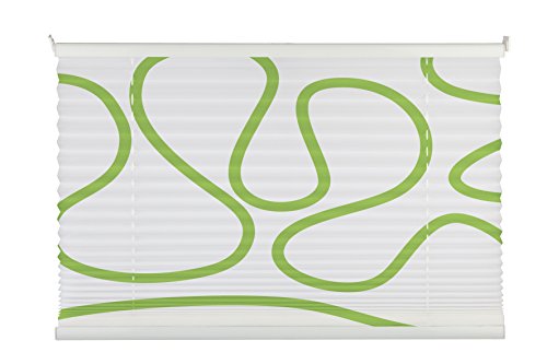 mydeco® 120x130 cm [BxH] mit Muster, weiß / grün - Plissee Jalousie ohne bohren, Rollo für innen incl. Klemmträger (Klemmfix) - Sonnenschutz, Sichtschutz für Fenster von mydeco