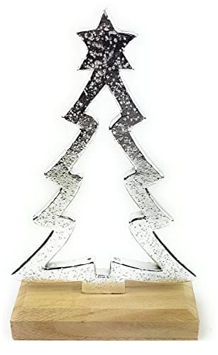 Weihnachtsdeko Tannenbaum Figur Metall Holz Teelichthalter Adventskranz Geschenk Feiertage (Tannenbaum) von mygoodtime