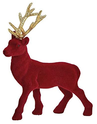 mygoodtime Deko Figur Hirsch Weihnachtsdeko Rentier Weihnachten Advent Geschenk festlich (15 x 21x 3 cm (BxHxT), Rot, 1) von mygoodtime