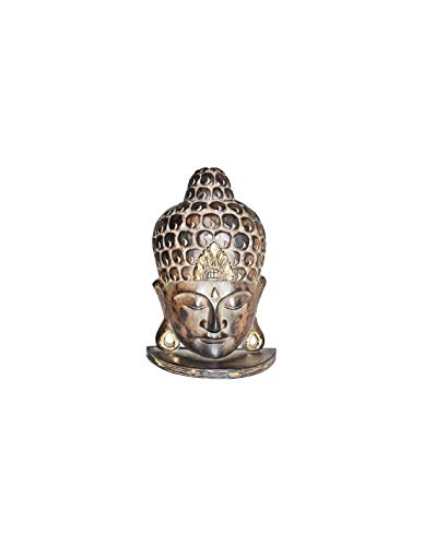 mysale24.de Buddha Wandmaske Dekomaske Buddhamaske Maske mit Standfuß auch zum Hängen geeignet Handgemacht aus Bali Goldfarbene Bemalung ca. 30 x 23 cm von mysale24.de