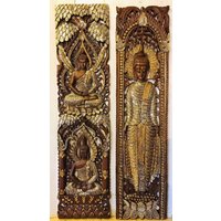 Große Geschnitzte Holz-Buddha-Panel, Holz Geschnitzter Buddha Indoor, Buddha-Wandbehang, Teak-Wand-Kunst-Panel, Thai-Holzschnitzerei-Baum Des Lebens von mythaihome