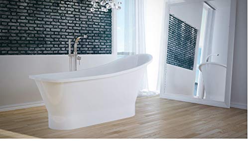 freistehende Badewanne aus Mineralguss 150x66x75 cm weiss Design GLORIA von naka24