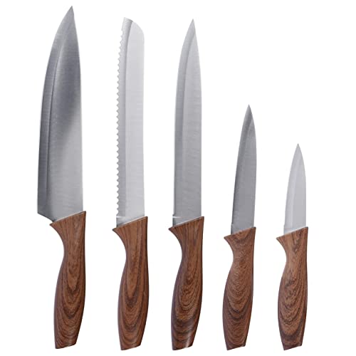 Messer-Set 5-teilig Holzdesign Griffe in Holz-Optik neuetischkultur von neuetischkultur