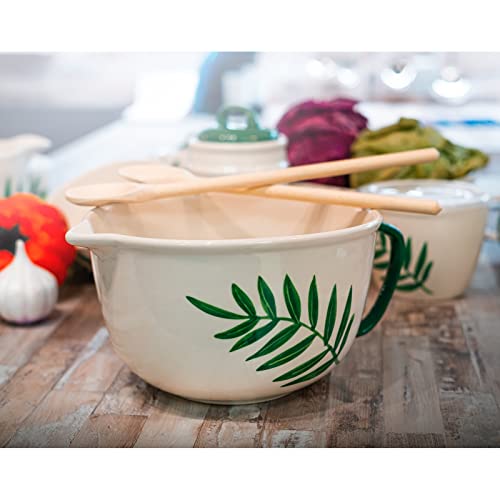 Rührschüssel Keramik gemustert Olivenzweig neuetischkultur von neuetischkultur