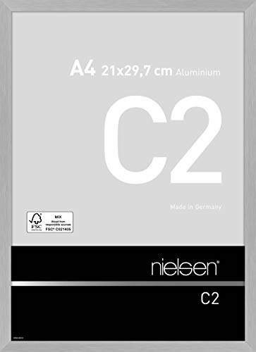 nielsen Aluminium Bilderrahmen C2 Acrylglas, 21,0x29,7 cm (A4), Struktur Silber matt von nielsen