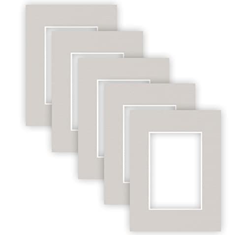 nielsen Conservation Passepartout Karton 2,2 mm | 5er Set | Außenformat 18x24 cm für Bildformat 10x15 cm | Kieselgrau (hellgrau) | strukturierte Oberfläche von nielsen