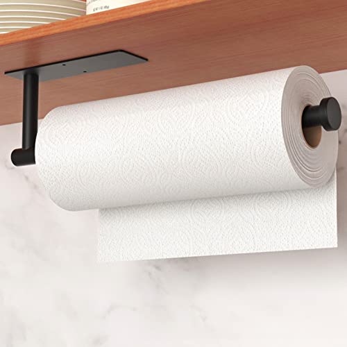 Küchenrollenhalter – selbstklebend oder bohrbar, mattschwarzer Papierhandtuchhalter zur Wandmontage für die Küche, Küchenrollenspender aus Edelstahl SUS304 unter dem Schrank von niffgaff