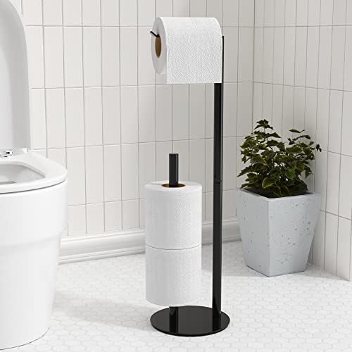 Toilettenpapierhalter schwarz, freistehender Toilettenpapierhalter, Edelstahl Toilettenpapierrollenregal und Spender für 3 Papierrollen, Badezimmerzubehör von niffgaff