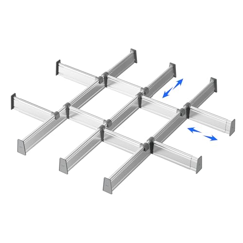 niffgaff Schubladentrenner-Verstellbarer Schubladen Organizer,Aluminiumlegierung Schubladen Ordnungssystem,Schubladenunterteiler Eignet Sich Für Büros, Küchen, Schlafzimmer Und Werkzeugräume. von niffgaff