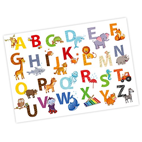 nikima - Kinder Tier ABC Poster Plakat in 3 Größen A3/A2/A1 Tiere Alphabet Buchstaben Wandbild Kinderzimmer schöne Wanddeko (A1-841 x 594 mm) von nikima Schönes für Kinder