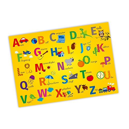 nikima - Kinder Lernposter ABC Alphabet Plakat für Kindergarten Schule Schulanfang Schuleintritt Einschulung Kinderzimmer Deko Wandbild - Größe DIN A3-420 x 297 mm von nikima Schönes für Kinder