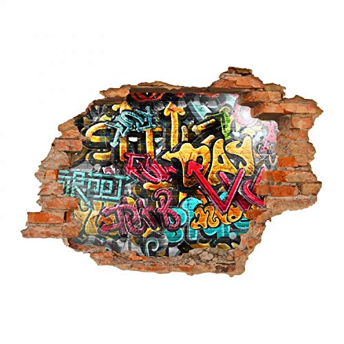 nikima Schönes für Kinder 149 Wandtattoo Graffiti bunt - Loch in der Wand - in 6 Größen - Kinderzimmer Jugendzimmer Wandbild Wanddeko - Größe 1500 x 1000 mm von nikima Schönes für Kinder