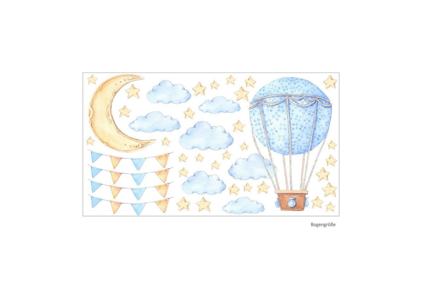 nikima Wandtattoo 119 Wandtattoo Ballon Wolken Sterne (PVC-Folie) von nikima