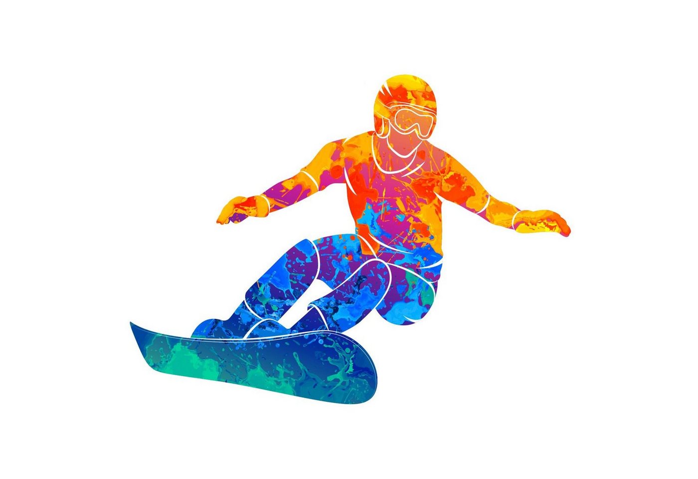 nikima Wandtattoo 185 Snowboarder bunt (PVC-Folie), In 4 vers. Größen von nikima