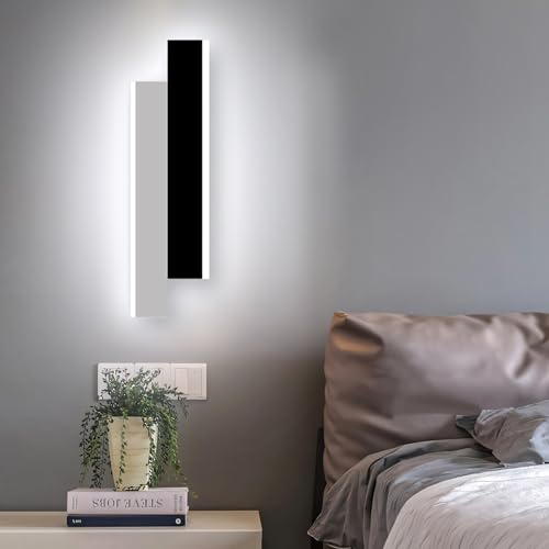 niuniaj 10W Wandlampe Innen,LED Wandleuchte Innen,40CM Wandleuchte Lang,Kaltweiß 6000K,Wandlampe Design Schwarz+Weiße für Wohnzimmer, Schlafzimmer, Treppenhaus, Arbeitszimmer von niuniaj