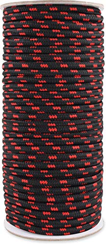 Allzweck Outdoor Seil 60 Meter in verschiedenen Stärken Farbe Schwarz/Rot Größe 9mm von normani