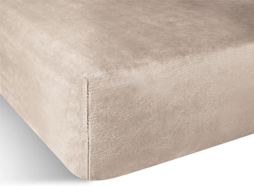 Flanell Spannbettlaken - Kuscheliges Bettlaken mit Cashmere Touch und 35 cm Steghöhe - Winter Spannbetttuch für 90x200, 100x200, 140x200 und 180x200 Farbe Taupe Größe 140 cm x 200 cm von normani