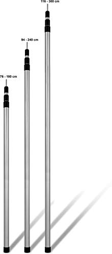 normani Aufstellstange Teleskopstangen Stützstange aus Alu in unterschiedlichen Längen von 76 cm bis 300 cm - 3 Segmente für Zelt, Tarp, Sonnensegel oder Plane Farbe 1Stück Größe 116-300 cm von normani