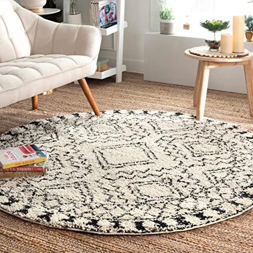 nuLOOM Vasiliki marokkanischer Shag Teppich mit Quasten, 0,9 x 1,52 m, oval, cremefarben von nuLOOM