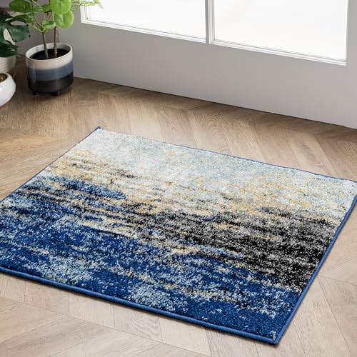 nuLOOM Waterfall Vintage Abstrakter Teppich, 60 cm x 90 cm, Blau von nuLOOM