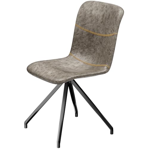 nwixbqoqn Esszimmerstuhl, Stuhl mit Rückenlehne, Sitzfläche aus Kunstleder und Beinen aus Metall, Schwarz, mit Drehfunktion, 85 x 57 x 49 cm, Braun von nwixbqoqn