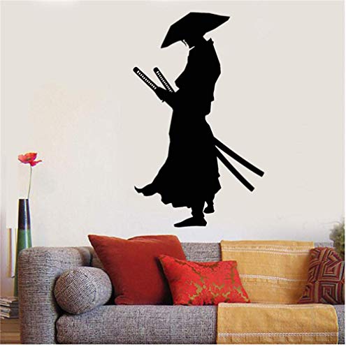 Vinyl Wandtattoo Krieger Samurai Katana Schwerter Aufkleber Wohnkultur Wandtattoos Japanische Comics Wohnzimmer Wandaufkleber 58X96Cm von nzhma