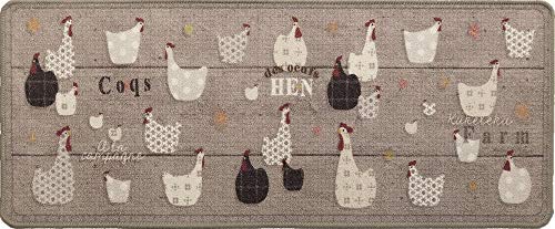 oKu-Tex Fußmatte | Schmutzfangmatte | "Deco-Flair Kitchen" | Aufdruck/Motiv Hühner | Küchenläufer für innen | Küche | rutschfest | 50x120 cm von oKu-Tex