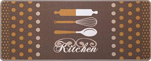 Fußmatte Schmutzfangmatte Küche Küchenläufer Deco-Flair Kitchen Polkadots braun 45 x 75 cm rutschfest und waschbar von oKu-Tex