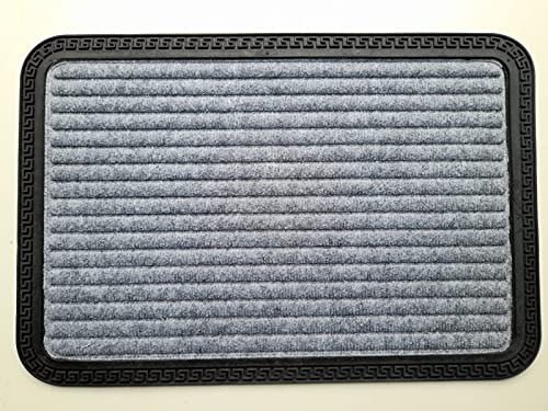 oKu-Tex Fußmatte, Schmutzfangmatte "Kreta" mit Gummirand, außen und innen, rutschfest, Grau, 40 x 60 cm von oKu-Tex