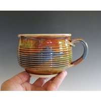 60 Unzen Cappuccino Tasse, Keramik Kaffeetasse, Handgemachte Suppenschüssel, Steinzeug Einzigartige Kaffeetasse von ocpottery