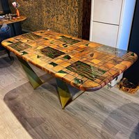 Esszimmer/Küche Bar Tisch Nussbaum Olivenholz Rustikal Einzigartige Live Edge Individuelle Wiederhergestellte Holzplatte Luxus /Kaffee Sehpa von odunzhomedecor