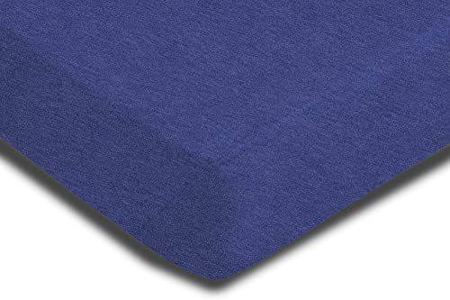 Spannbettlaken meliert dunkel blau 180x200-200x200 cm Melange Jersey Baumwolle von one-home