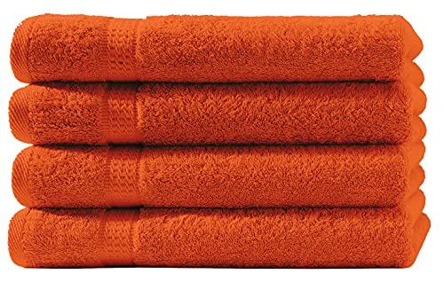 one-home 4er Set Gästetücher Handtücher Duschtücher Badetücher Frottee 100% Baumwolle, Produktart:Badetücher 100x150 cm, Präzise Farbe:Terracotta/Orange von one-home
