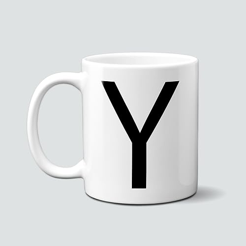 online-hut - Tasse - Kaffeetasse - Kaffeebecher - Monogrammtasse - Lieblingstasse - schwarz -Buchstabe - Initialentasse - NT-106-1 (Y) von online-hut