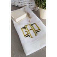 Personalisiertes Leinen Badetuch, Benutzerdefiniertes Weißes Handtuch, Monogramm Leinentuch, Gasttuch, Besticktes Küchentuch, Housewarminggeschenk von optimumlinen