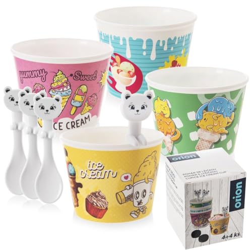 orion group Eisbecher Dessertschale mit Löffel für Kinder 4 Stk. von orion group