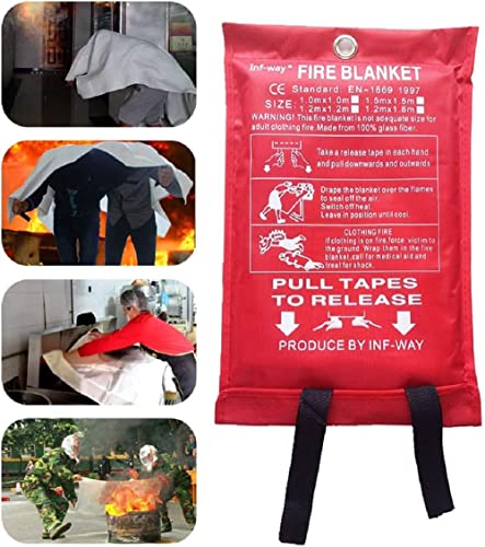 oumuik Löschdecke, 1,0 x 1,0 m Löschdecke, Brandschutzdecke/Feuerlöschdecke/Feuerschutzdecke/Fire Blanket für Fettbrand Küche von oumuik