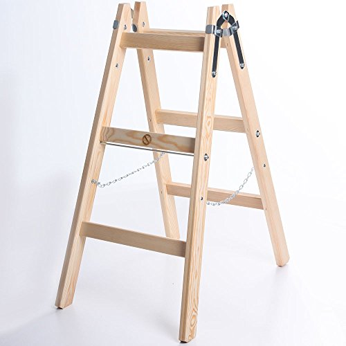 Holzleiter Premium 2x3 Stufen Zweiseitige Klappleiter Leiter Haushaltsleiter 150kg von owlyshop