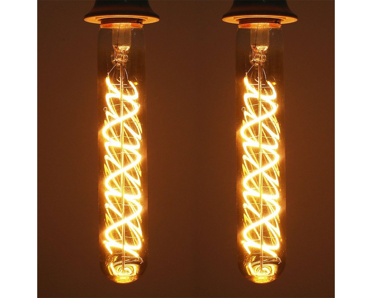 oyajia Flutlichtstrahler 2 Stück T30 Vintage LED-Glühlampe 4 W Retro-Edison-Glühlampe 3000K, LED wechselbar, Warmweiß, 4 W Langes Röhrenförmiges LED Glühlampe, mittlerer E27-Sockel von oyajia
