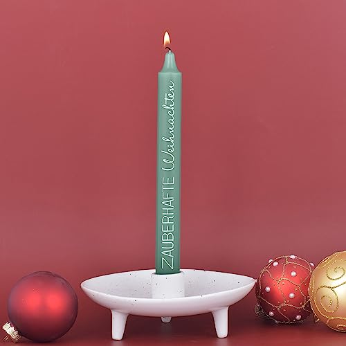 pajoma Stabkerzen "Zauberhafte Weihnachten" 4er Set, Grün | Brenndauer ca. 5,5 Stunden, 20 cm lang von pajoma