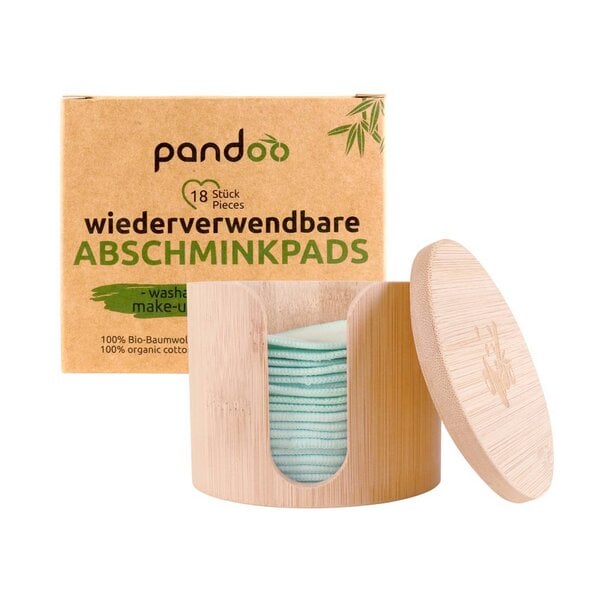 pandoo 18 Abschminkpads waschbar | aus Bio-Baumwolle mit Bambus Box von pandoo