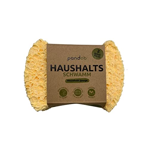 pandoo Haushalts-Schwämme | Bio Reinigungsschwamm, Küchenschwamm, Spülschwamm, Geschirrschwamm, Biologisch Abbaubar, Umweltfreundlich, Wiederverwendbar und Nachhaltig (4 Stück) von pandoo