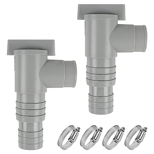 2er Set Absperrhahn für Pool mit 32mm / 38mm Schlauchverbinder, mit 4 Schlauchklemmen, Pool Absperrventil für 32mm Schlauchanschluss, Wartung Pool Zubehör für Poolschlauch 32mm Verbinder von panthem