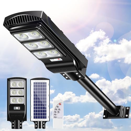 papasbox 300W LED Solar Straßenlaterne mit Fernbedienung | Solarbetriebene 6500K Straßenlampe Solar Wandleuchte Aussen mit Bewegungsmelder Sensor | Außen Solar Wegeleuchte im Freien Straßenleuchte von papasbox