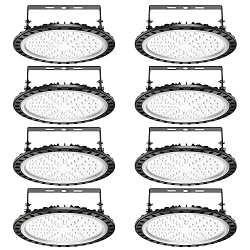 papasbox 8 Pack LED UFO Industrielampe, 300W LED Hallenstrahler Deckenleuchte High Bay Licht, SMD 2835 LED Flutlicht Pendelleuchten, Kaltweiß 6000-6500K, Industriebeleuchtung Werkstattlampe von papasbox