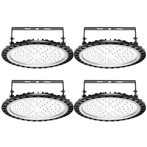 4 Pack LED UFO Industrielampe, Papasbox 300W LED Hallenstrahler Deckenleuchte High Bay Licht, SMD 2835 LED Flutlicht Pendelleuchten, Kaltweiß 6000-6500K, Industriebeleuchtung Werkstattlampe von papasbox