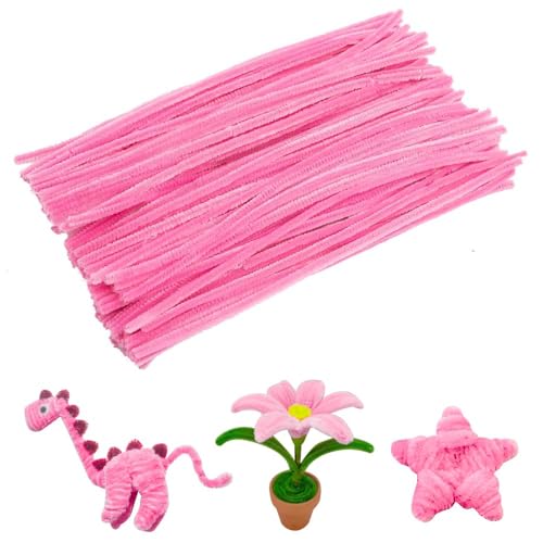 papasgix 100 Stück Pfeifenputzer zum Basteln, Pfeifenreiniger Chenilledraht 30cm, Multi-Color Pfeifenputzerdraht Chenille Stems für Handwerk Dekoration (B Rosa) von papasgix